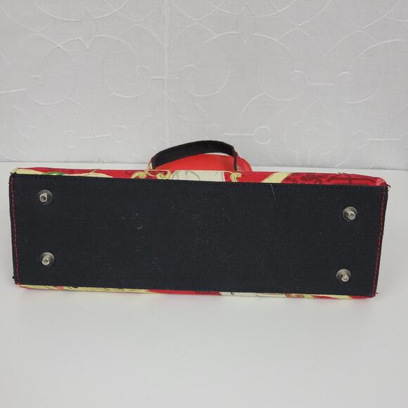 Modella Womens Handbag 11.5" x 8 Red Asian Motif Sequined Double Strap - Picture 15 of 15